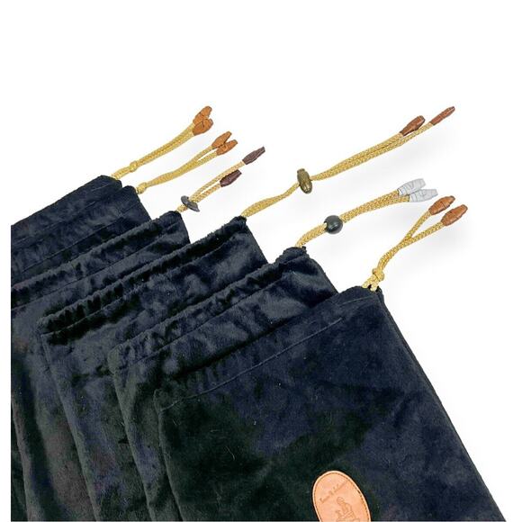 Vintage Shoe Dust Bags Tauer Johnson Lot 6 Black Velveteen Cord Pulls Logo - Picture 2 of 8